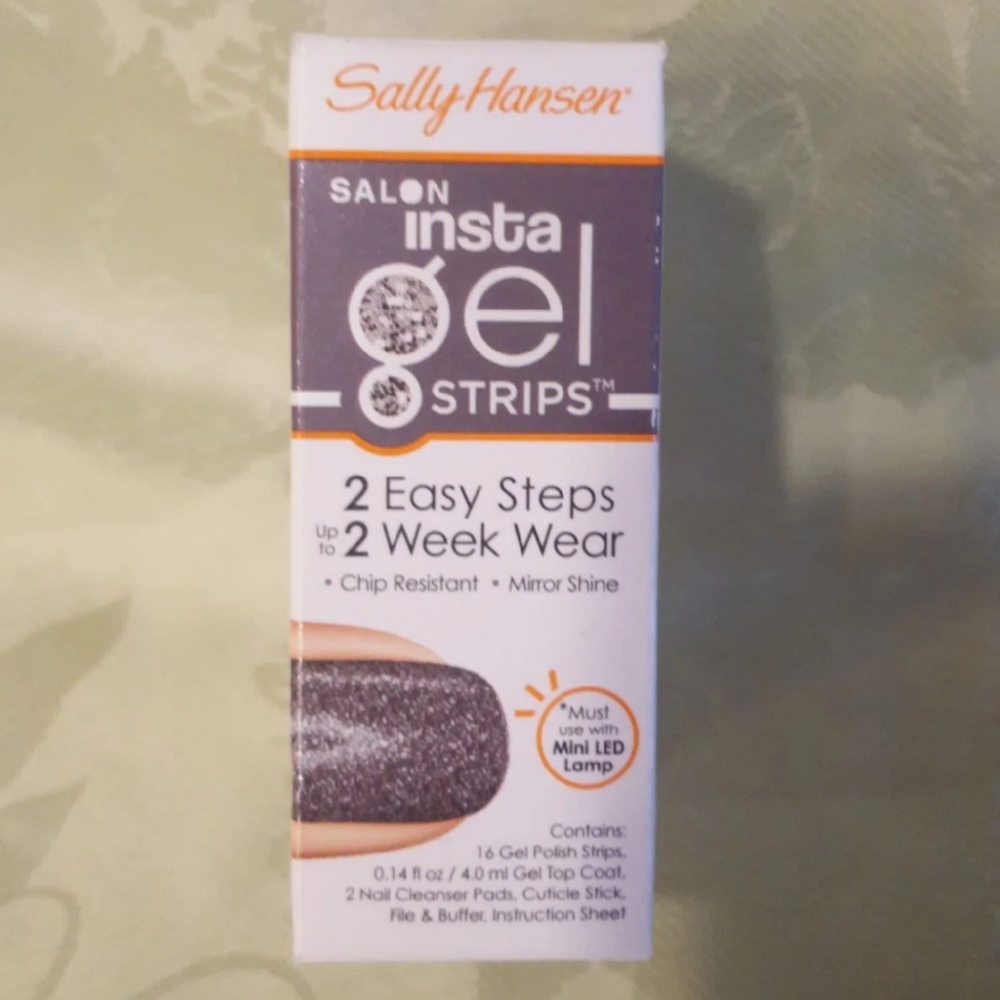 Sally Hansen Salon Insta Gel Strips - Black Glitter Press-On Nails